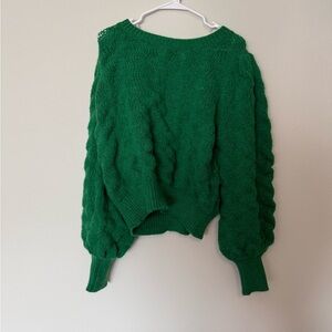 APRICOT Green Crew Neck Chunky Knit Sweater